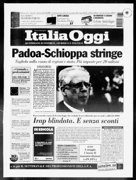 Italia oggi : quotidiano di economia finanza e politica